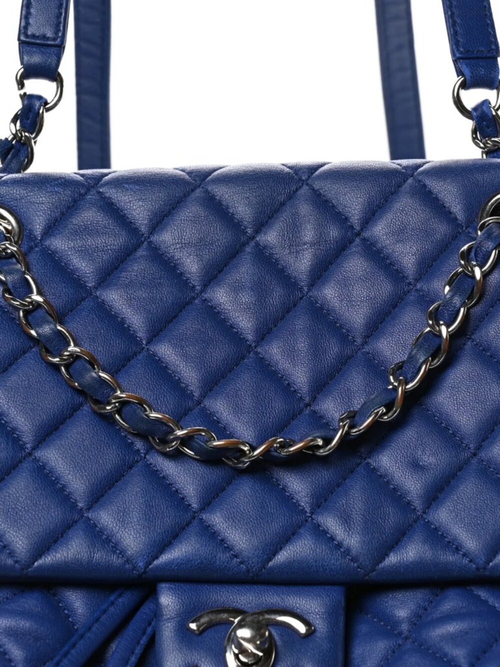 Chanel Lambskin Quilted Large Urban Spirit Backpack Blue Shoulder Bag Sling - Picture 9 of 10